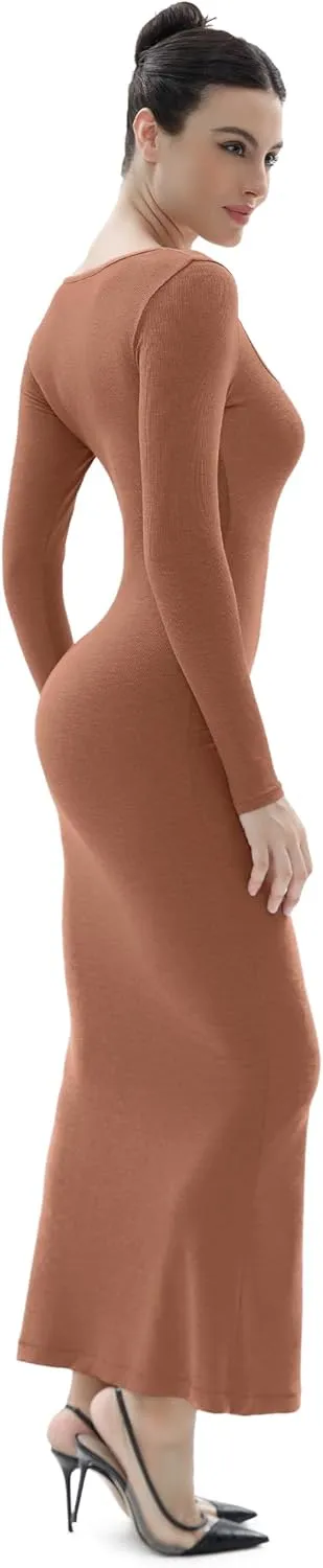 SHAPERX Women's Soft Lounge Slip Dress Sexy Ribbed Bodycon Dresses