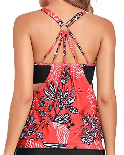 Slimming & Maternity Swim Tank Top Women-Red Floral