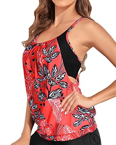Slimming & Maternity Swim Tank Top Women-Red Floral
