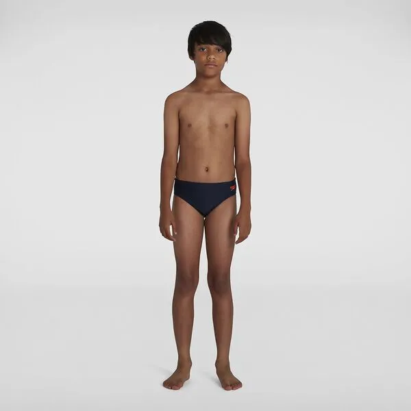 Speedo Boys Logo 6.5cm Brief - True Navy/Orange