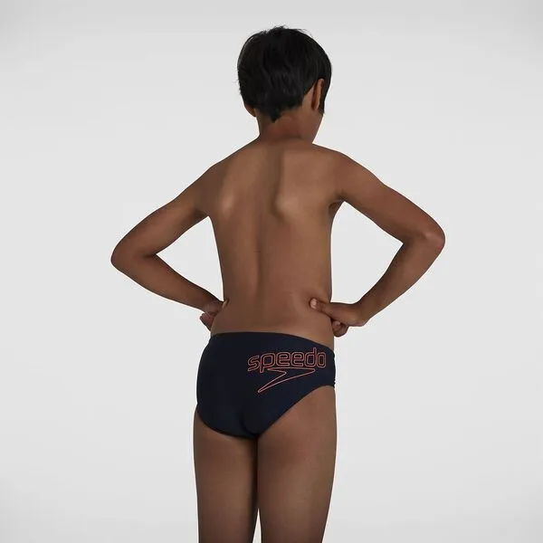 Speedo Boys Logo 6.5cm Brief - True Navy/Orange