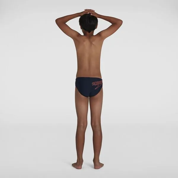 Speedo Boys Logo 6.5cm Brief - True Navy/Orange