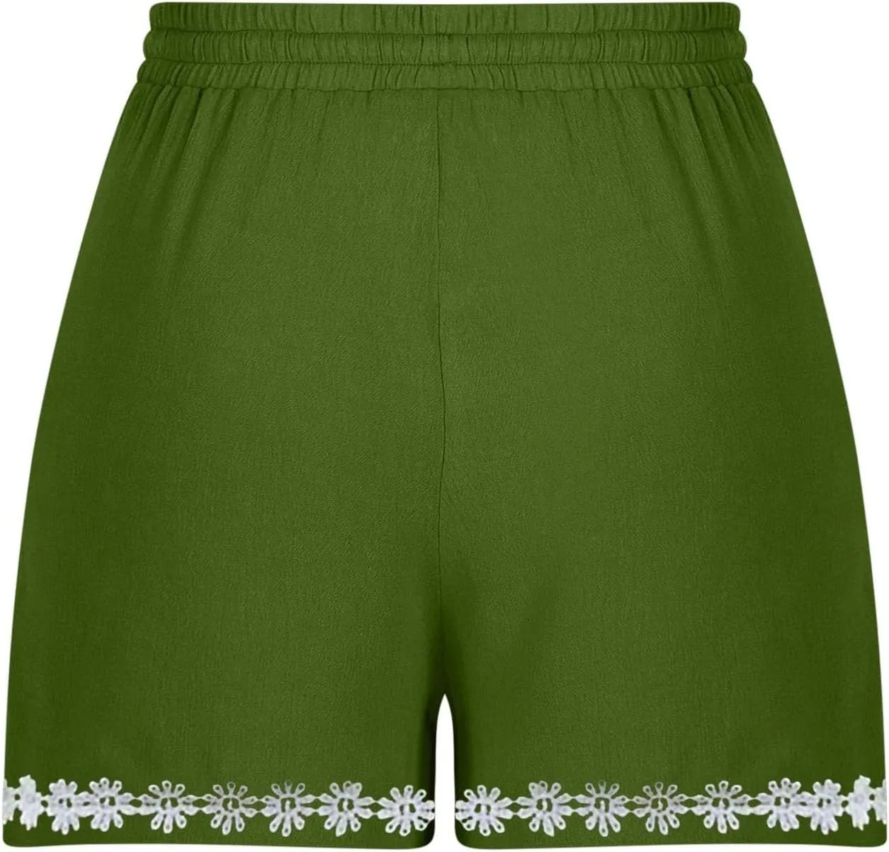 Summer Shorts for Women 2025 Trendy Casual Lace Hem Beach Shorts Plus Size Elastic High Waist Summer Wide Leg Short