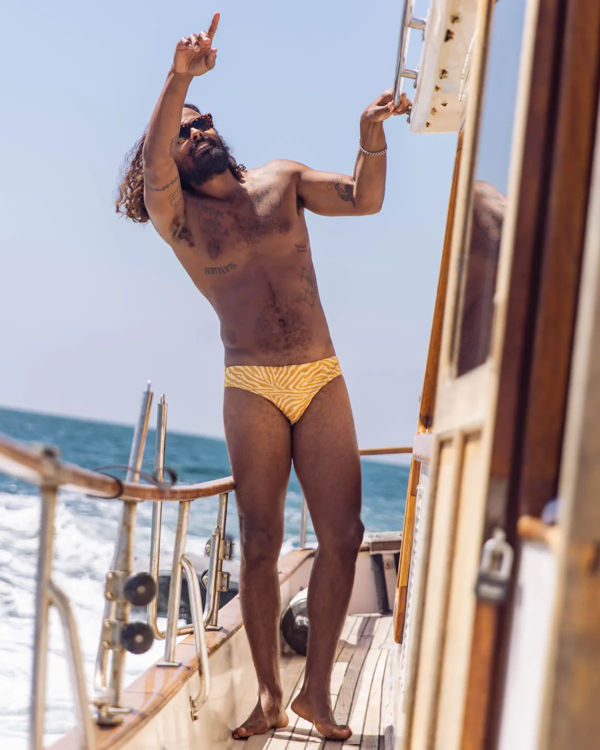 The Belize Swim Briefs - Oro Sawla Print