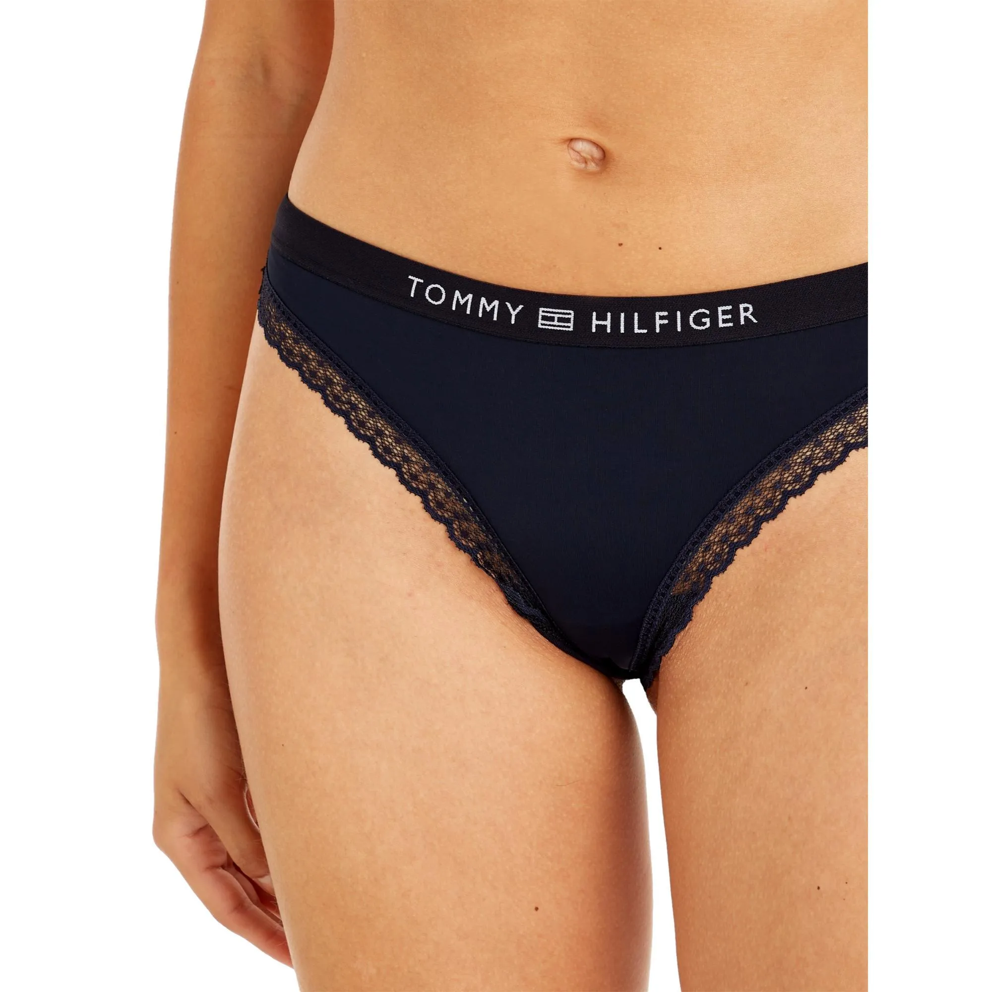 Tommy Hilfiger Logo Lace Trim Thong - Desert Sky
