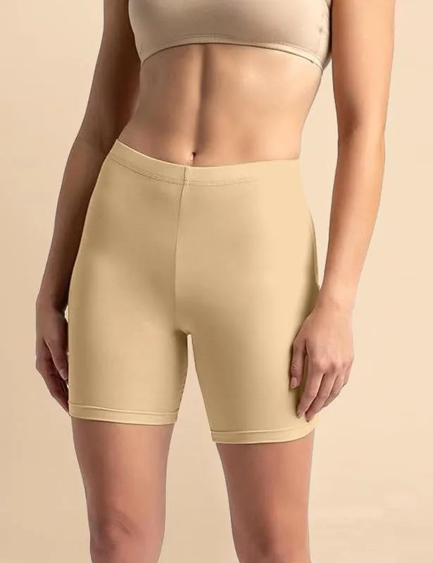 TRENDMALLS Women's High Coverage Super Combed Cotton Elastane Stretch Mid Waist Cycling Shorts