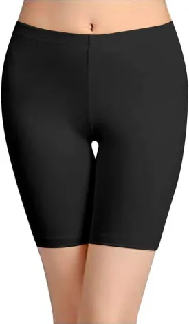 TRENDMALLS Women's High Coverage Super Combed Cotton Elastane Stretch Mid Waist Cycling Shorts