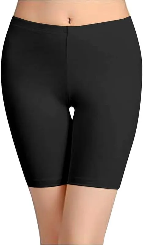 TRENDMALLS Women's High Coverage Super Combed Cotton Elastane Stretch Mid Waist Cycling Shorts