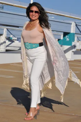 Velvet Tassel Kimono - Ivory