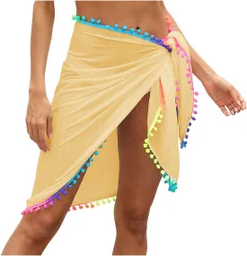 Women's Bikini Cover Up Sheer Chiffon Swimsuit Beach Wrap Dress for Ladies