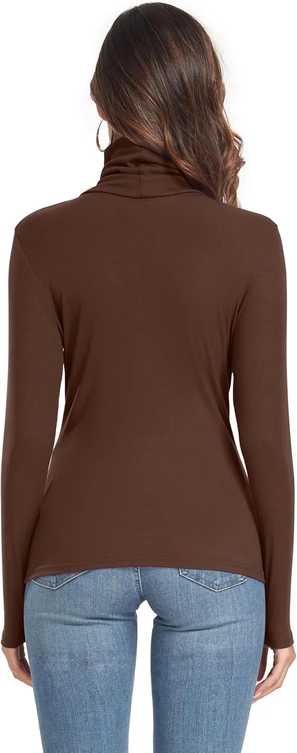 Women's Long Sleeve Casual Lightweight Turtleneck Top Slim Fit Thermal Active Layer Shirts