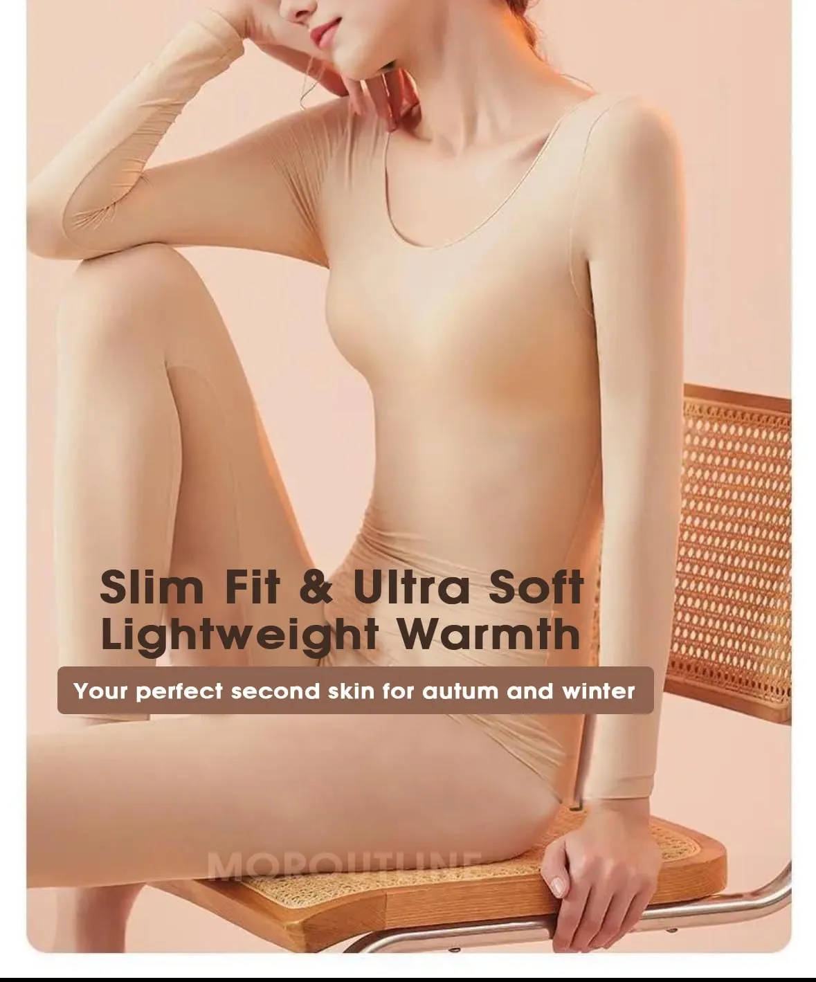 Women's Long Underwear Ultra Thin Long Johns Crewneck Thermal Underwear sets Top & Legging