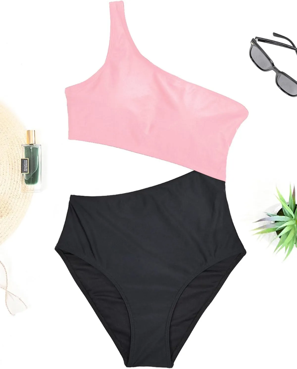Women's One Piece Swimsuit- One Shoulder Bathing Suit Cutout Tummy Control Swimwear
