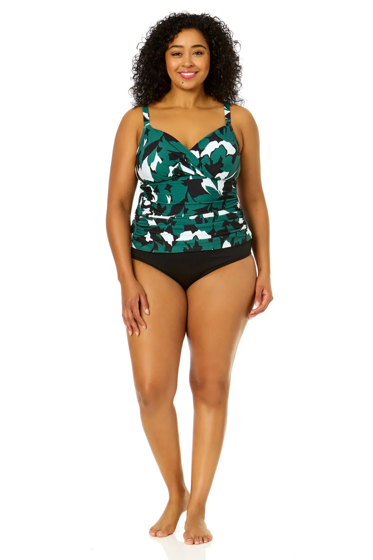 Women's Plus Size Desert Bloom Twist Front Underwire Tankini Swim Top