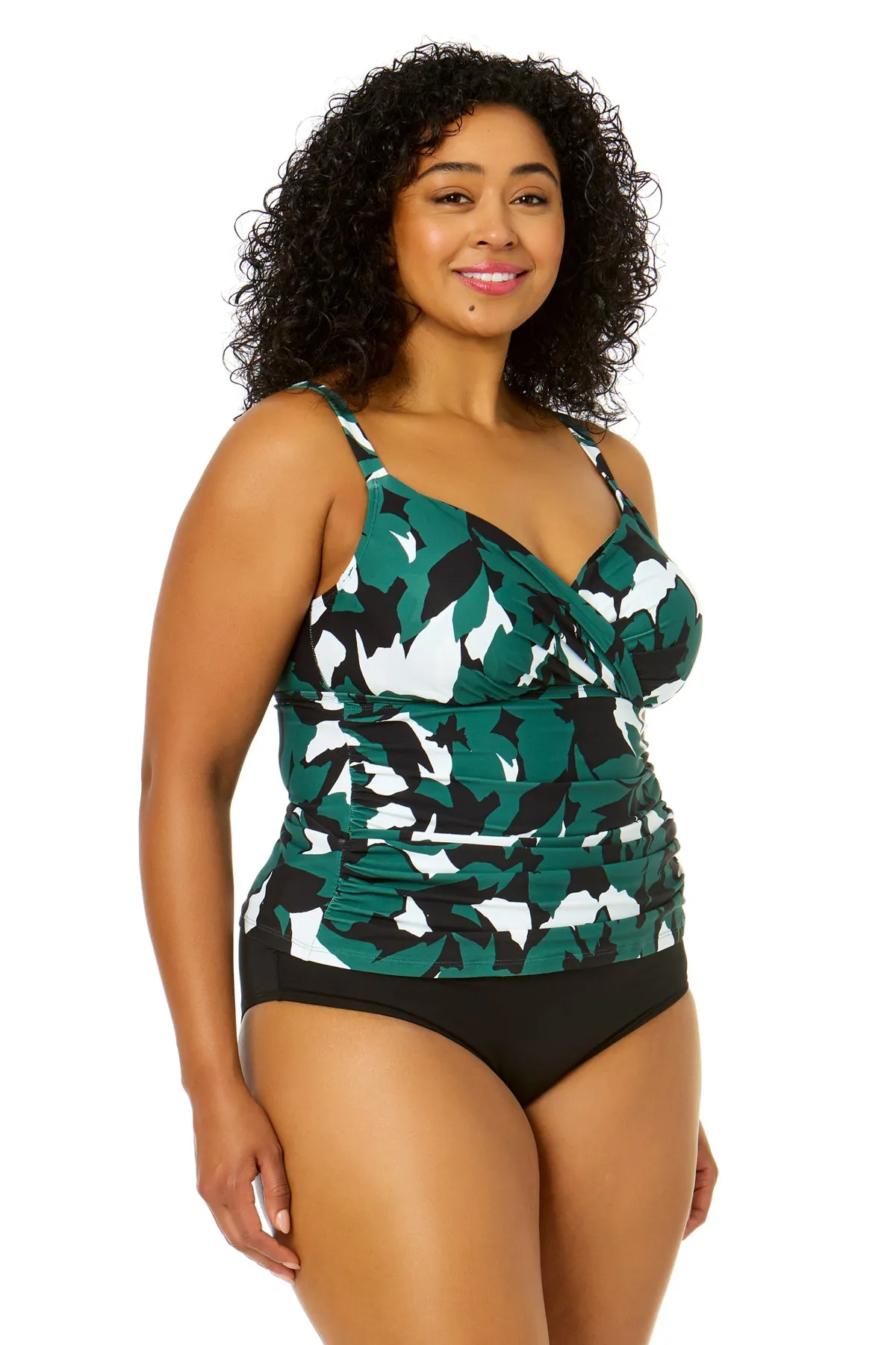 Women's Plus Size Desert Bloom Twist Front Underwire Tankini Swim Top